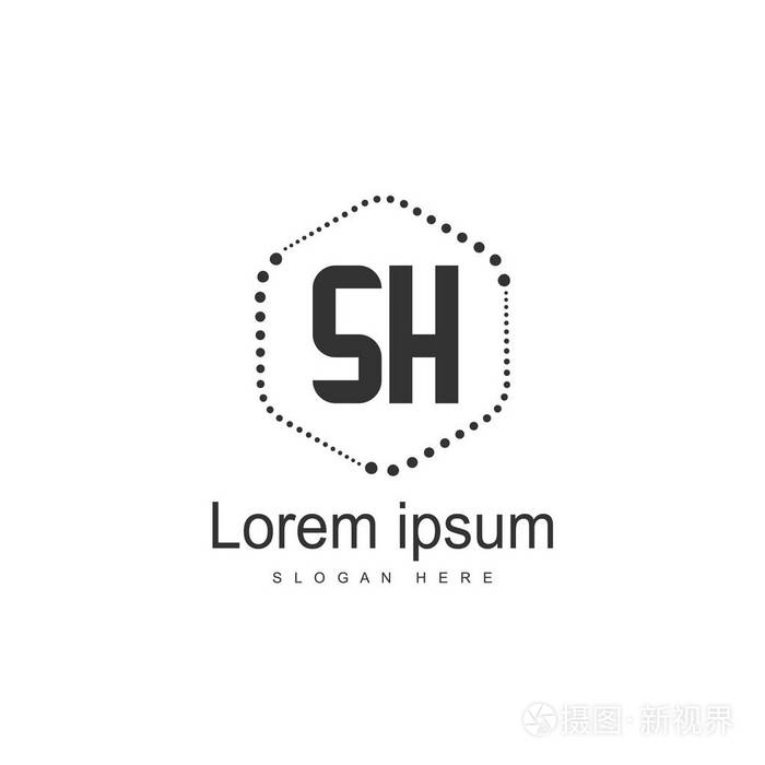 初始字母sh标志模板设计. 最小字母标志