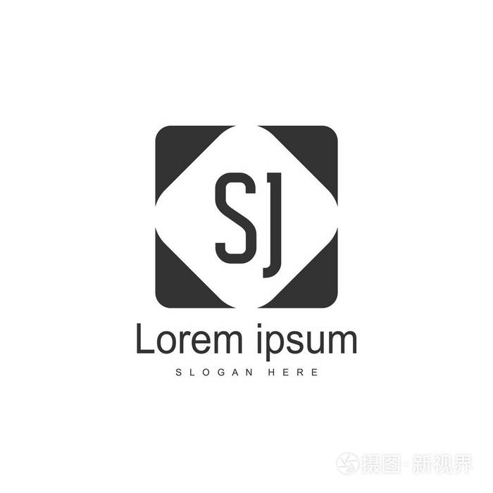 初始字母sj标志模板设计. 最小字母标志设计