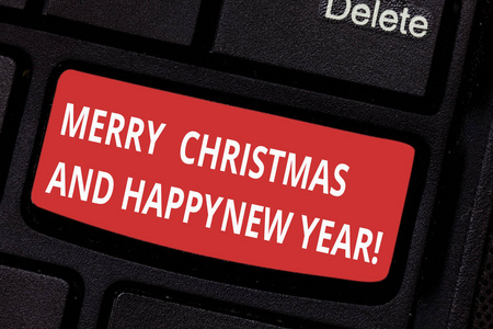 概念写作显示圣诞快乐, 新年快乐。商务照片文本节日问候庆祝键盘键意图创造计算机消息的想法