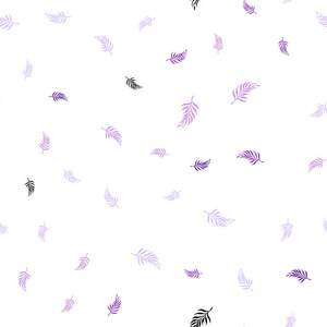 浅紫色粉红色矢量无缝优雅的壁纸与叶子。 闪亮的彩色插图与树叶涂鸦风格。 窗帘窗帘设计图案。