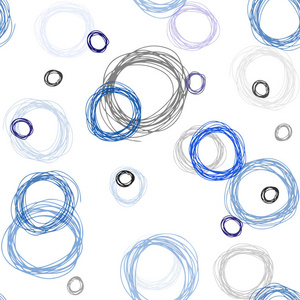 深蓝色矢量与球体无缝图案。 现代抽象插图与彩色水滴。 织物壁纸设计图案。