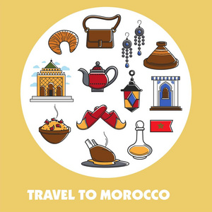 摩洛哥符号宣传海报与文化元素和样本文本