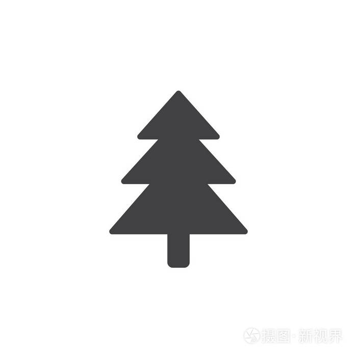 云杉图标矢量杉树固体标志插图象形文字隔离白色