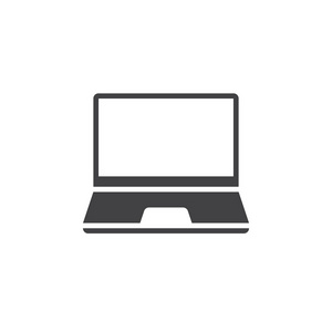 笔记本电脑图标矢量，移动电脑实体标志，象形文字隔离在白色，像素完美插图
