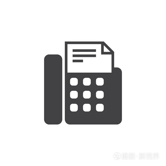传真机图标矢量,电传固体标志插图,象形文字隔离在白色上