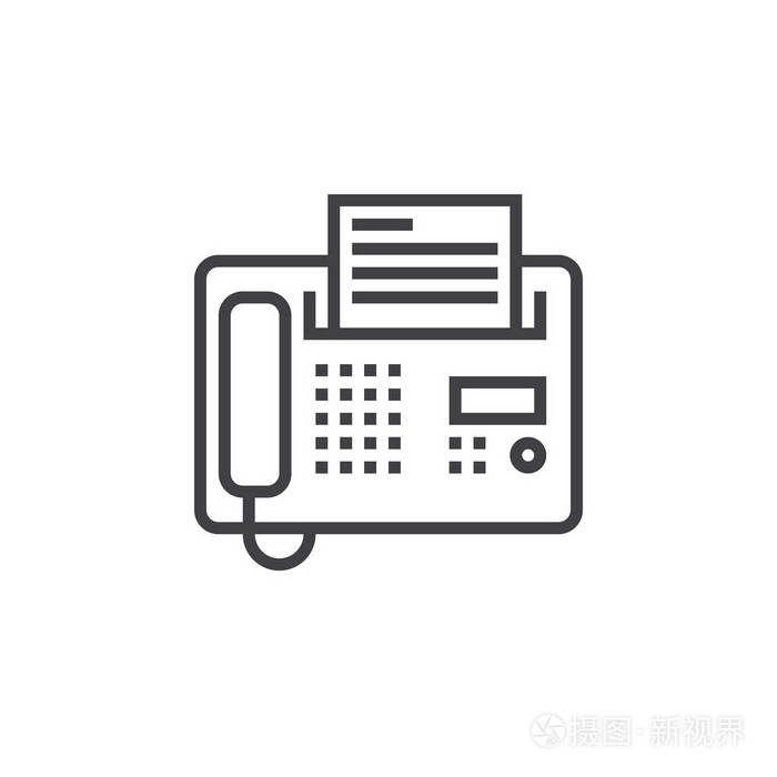 传真线图标电传轮廓矢量标志图示线形象形图隔离白色