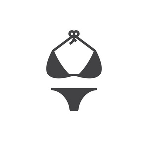 泳装图标矢量泳衣固体标志象形文字隔离在白色像素完美插图上
