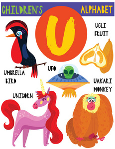 s alphabet with adorable animals and other things.Poster for kid