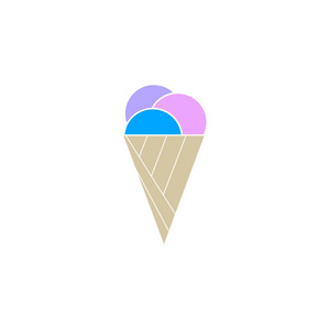 冰淇淋蛋筒。 甜冷甜点图标。
