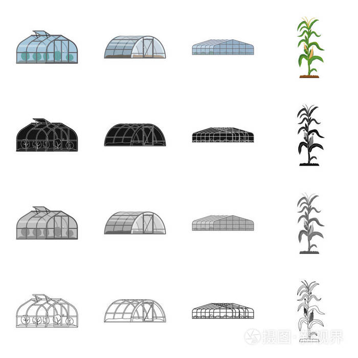 温室和植物符号的向量例证.温室和花园股票矢量图集