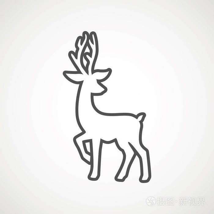 鹿跑剪影, 驯鹿图标设计为圣诞卡,横幅和传单, 在白色背景查出的向量
