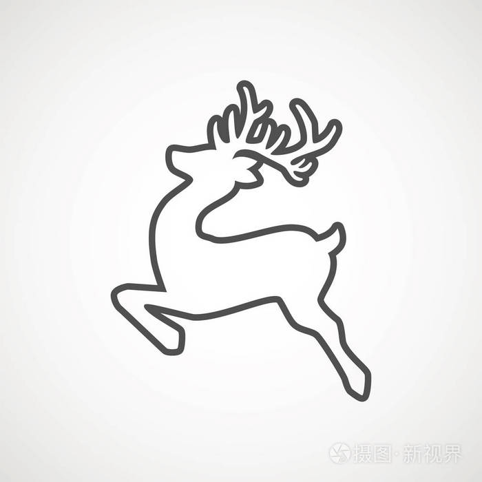 鹿跑剪影, 驯鹿图标设计为圣诞卡,横幅和传单, 在白色背景查出的向量
