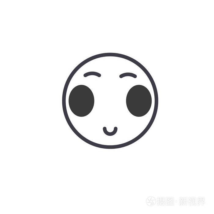 日本睁开眼睛表情符号概念线可编辑向量概念图标日本睁开眼睛表情符号