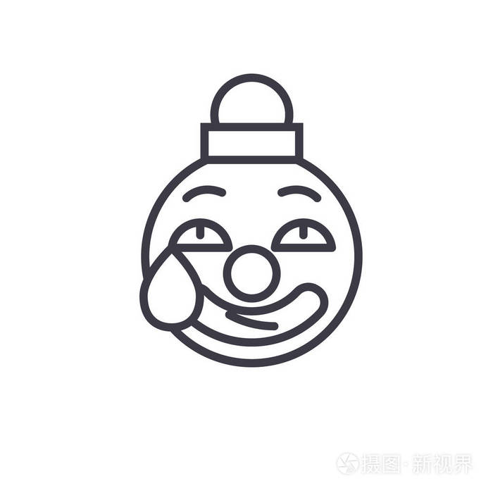 小丑表情符号概念线可编辑向量概念图标小丑表情符号概念线性情感例证