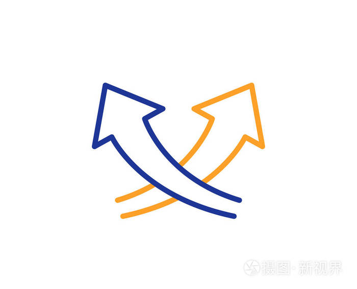 交叉箭头线图标. 交换并转动交叉标志. 五颜六色的轮廓概念.