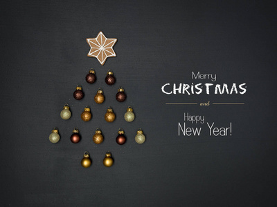 圣诞装饰用品黑色黑板背景新年概念