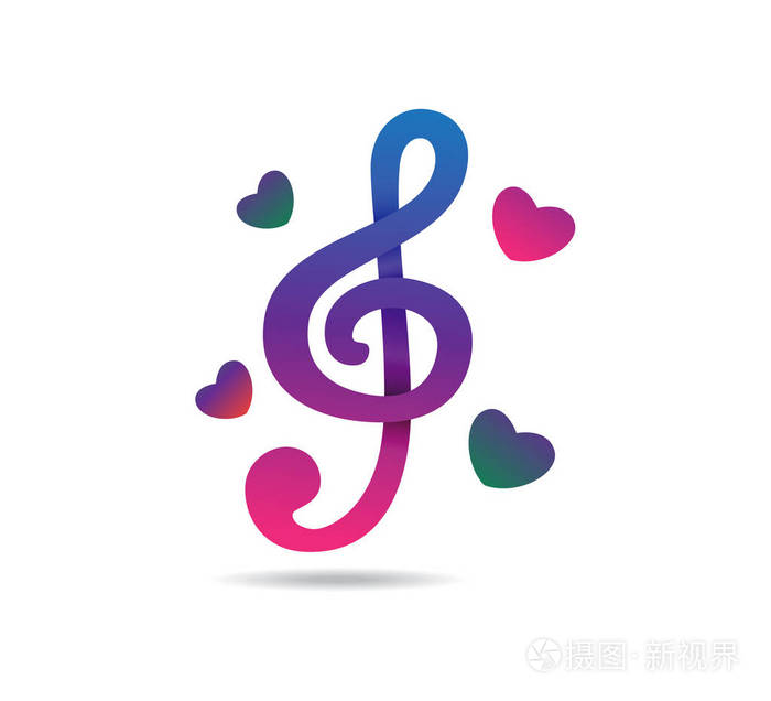 丰富多彩的音乐关键音符矢量图标标志设计插图