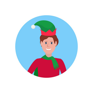 男人脸头像快乐的家伙穿着冬季服装男性卡通人