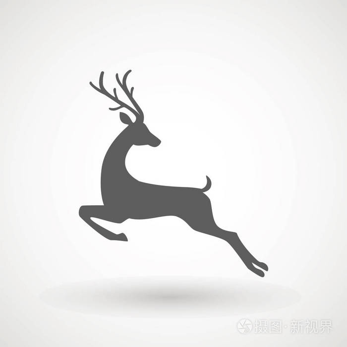 鹿跑剪影, reinder 图标设计为圣诞卡, 横幅和传单, 在白色背景查出的
