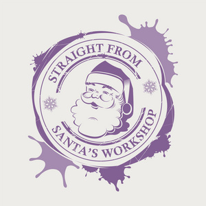 圣诞节紫罗兰色打印与圣诞老人面孔的剪影与斑点