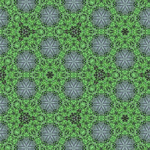 绿色圆形和花卉抽象镶嵌的连续图案