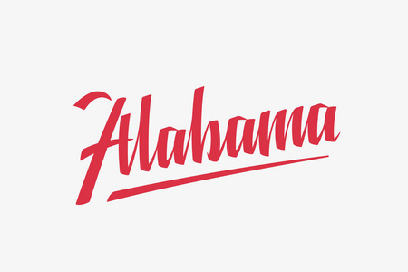 美国阿拉巴马州文字标志手绘毛笔字书法标志模板