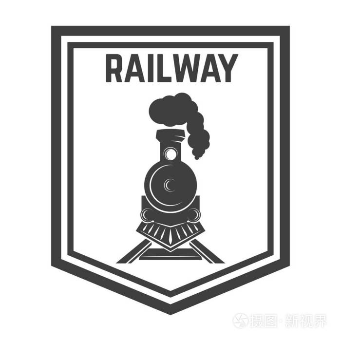 铁路. 火车头. 标志标签标志的设计元素. 矢量插图