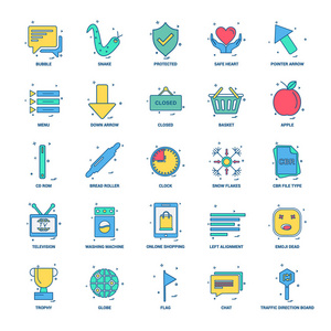 25个商业概念组合平面彩色图标