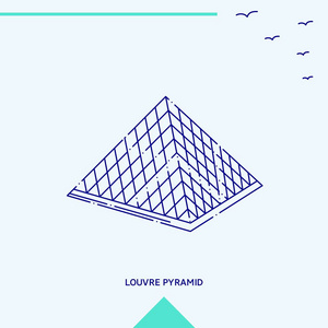卢浮宫金字塔天际线矢量插图