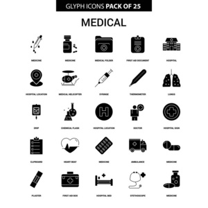 医学字形矢量图标集