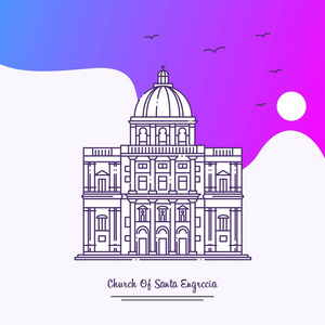 旅行CHURCH的SANTAENGRCCIA海报模板。紫色创意背景