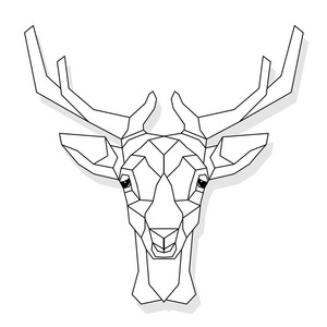 白色背景上分离的程式化鹿头矢量插图