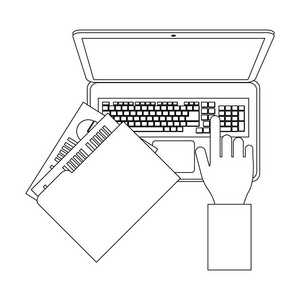 笔记本电脑和工作黑色和白色