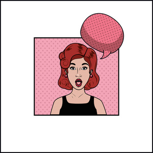红发女人与演讲泡流行艺术风格