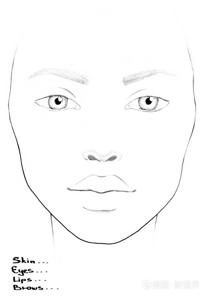 美丽的女人肖像.人脸图.化妆师空白.模板