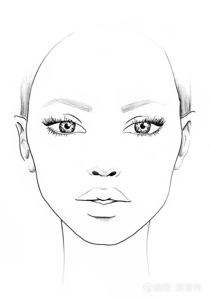 人脸图化妆艺术家空白美丽的女人肖像人脸图化妆师空白模板