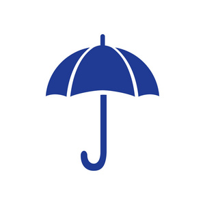 雨伞标志图标。 防雨标志。 平面设计风格。