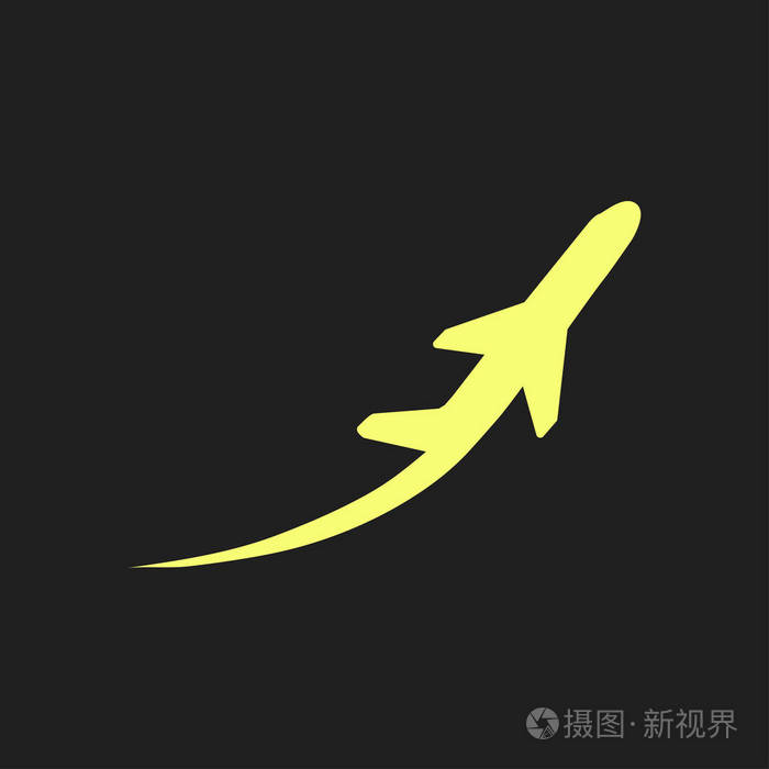 飞机机票,航空旅行,起飞剪影元素. 平面符号. 旅游图标. 平面设计.