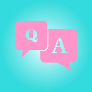 A sign symbol. Speech bubbles with question and answer.