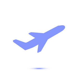 飞机机票，航空飞行旅行，起飞剪影元素。平面符号。旅游图标。平面设计。