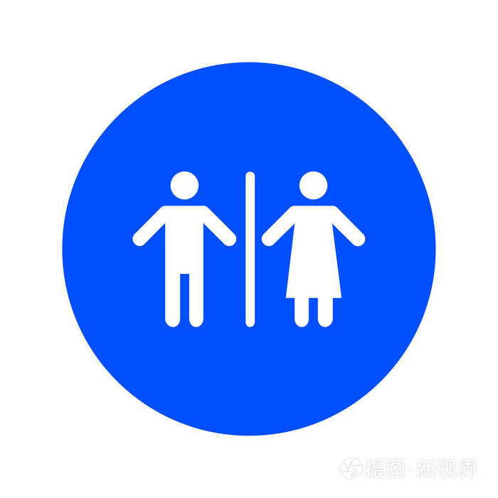 WC厕所男女。图标标志。平面设计。公仔绘制图片
