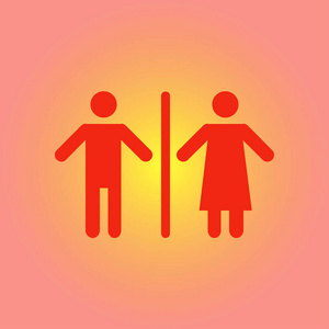WC标志图标。 男女厕所。 平面设计。