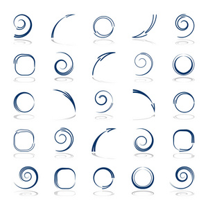 箭头和螺旋形状。 设计元素集。 矢量艺术。