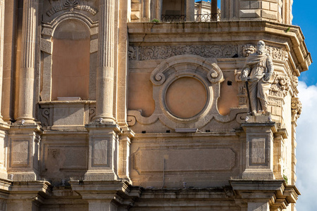 西西里古巴洛克教堂的一部分细节