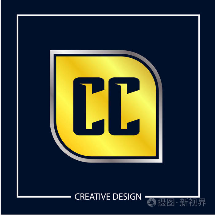 初始字母cc标志模板设计矢量插图
