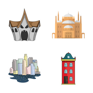建筑和城市标志的向量例证。网络建筑和商业股票符号的收集
