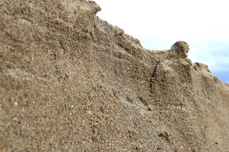 室外沙崖狮身人面像背景。 沙质表面背景。 海滩沙质地。