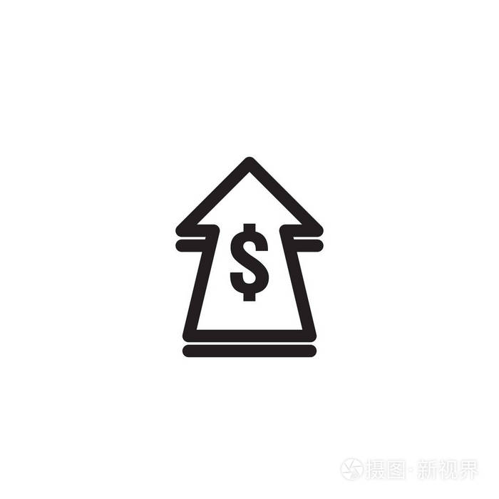 货币符号与伸展箭头向上. 物价上涨. 商业成本销售图标.