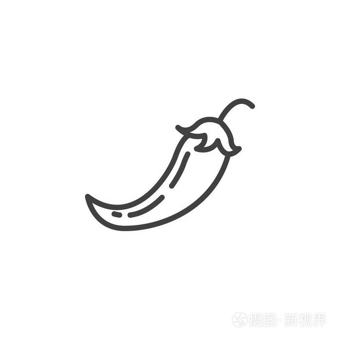 辣椒线图标轮廓矢量符号线性象形文字隔离在白色上标志插图