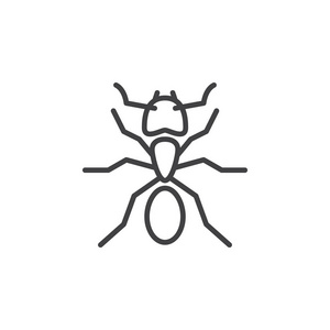 蚂蚁线图标轮廓矢量符号线性象形文字隔离在白色上。 符号标志标志插图